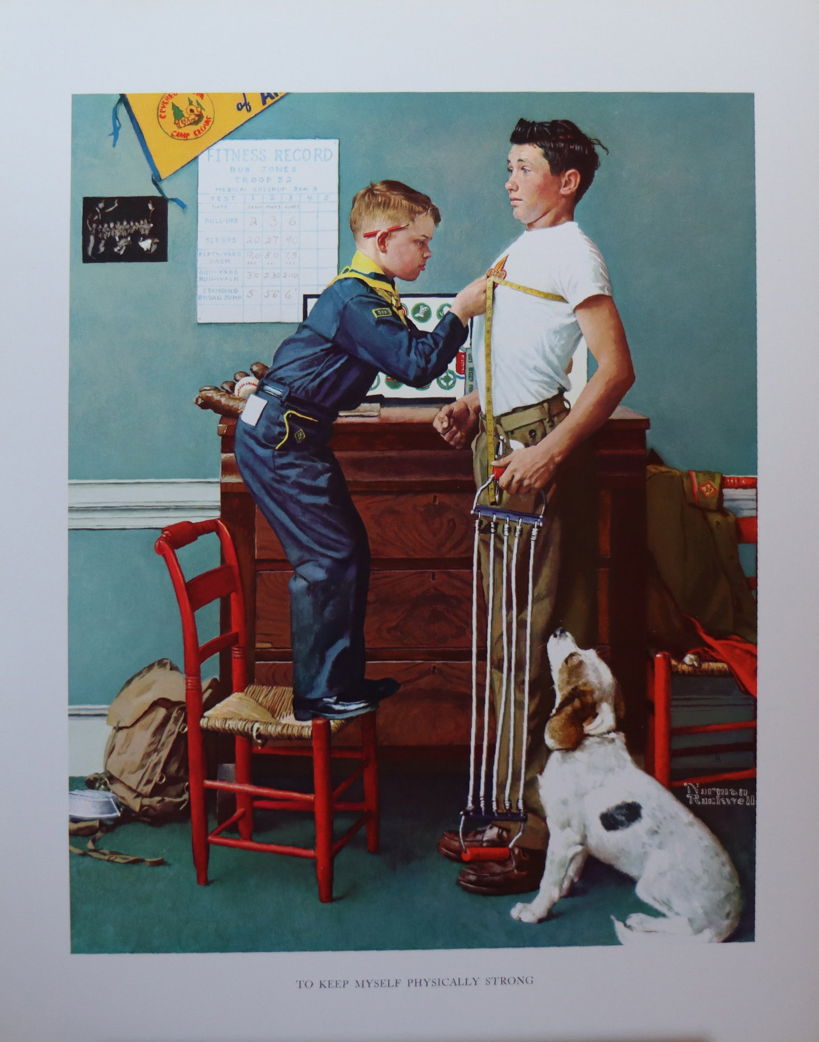 Norman Rockwell, 'To Keep Myself Physically Strong', Offset Lithograph, 1969: Artist: Norman Rockwell (American, 1894-1978) Title: Surface: Gloss Paper Type: Offset Lithograph Year: 1969 Size: 14"x11" inches (35.6 x 27.9 cm) (sheet, each)Origin: USA Signed: No Artist Bio: First