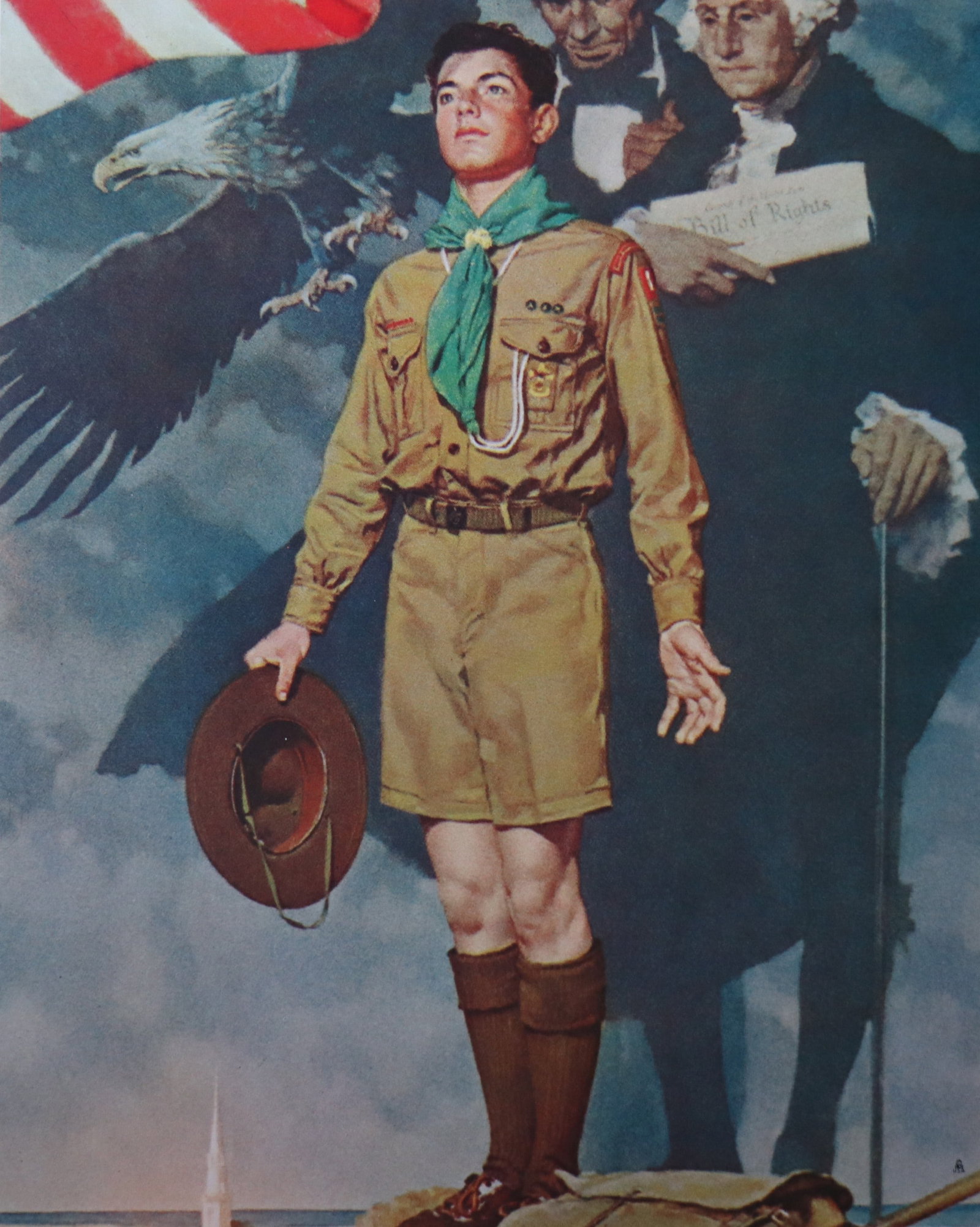 Norman Rockwell, 'A Scout Is Loyal', Offset Lithograph, 1969: Artist: Norman Rockwell (American, 1894-1978) Title: Surface: Gloss Paper Type: Offset Lithograph Year: 1969 Size: 14"x11" inches (35.6 x 27.9 cm) (sheet, each)Origin: USA Signed: No Artist Bio: First