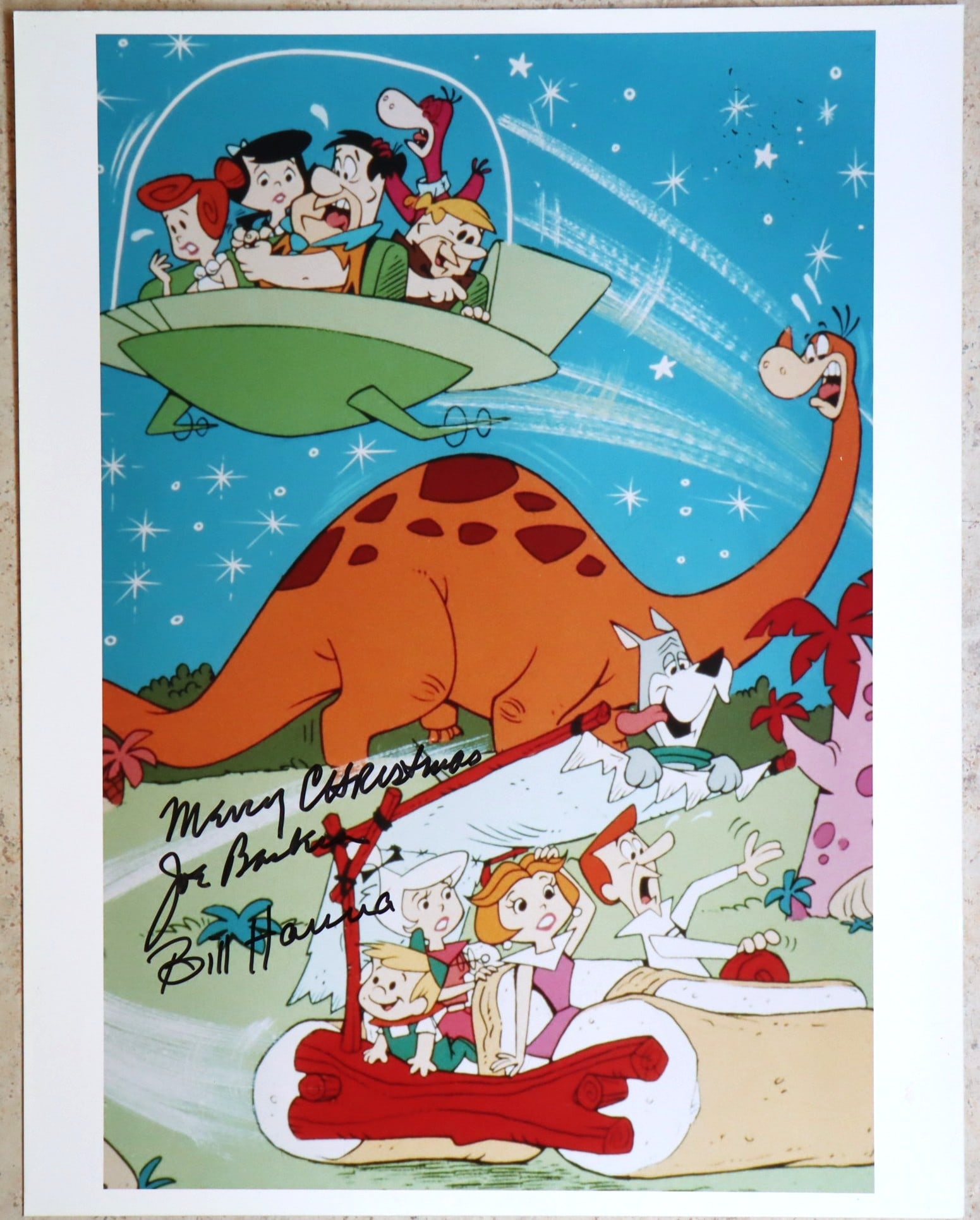 Hanna-Barbera Hand-Signed Autographed, Flintstones & Jetson's Cross Over Print (1 of 6)
