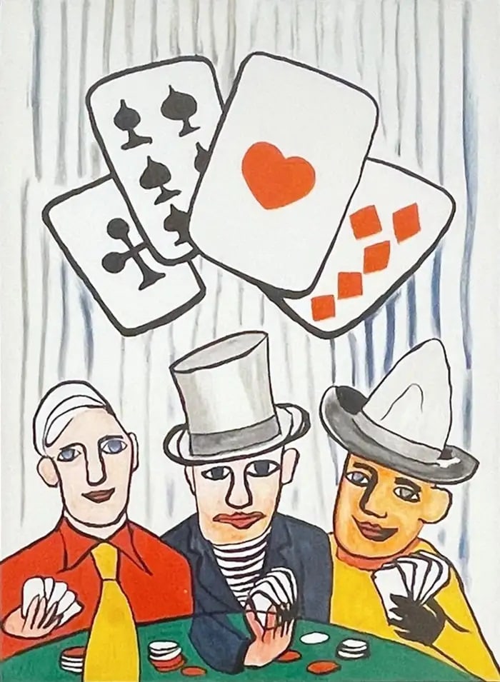 Alexander Calder -Card Players (Derriere le Miroir # 212) 1975: Artist: Alexander CalderMedium: Original lithograph in colorsTitle: Card PlayersPortfolio: Derriere le Miroir #212Year: 1975Edition: UnnumberedSigned: No, as publishedSheet Size: 16 3/4" x 20