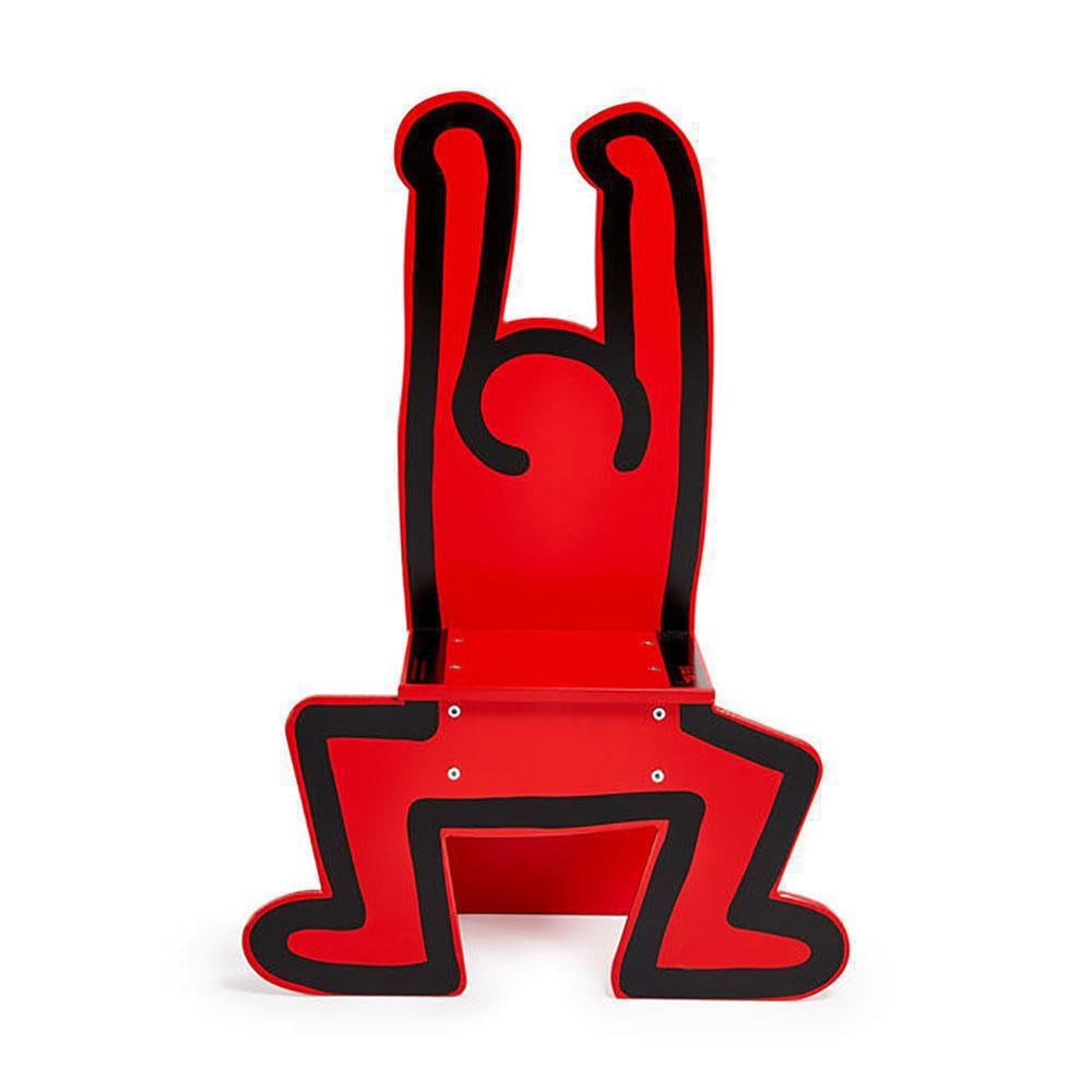 Keith Haring, Kids Chair "Red": Artist Keith Haring Size Assembled: 27.5h x 19w x 9"d Material Beech wood, MDF Year of Design 2019 Origin France One of Keith Haring?€?s iconic and energetic figures that appeared in many of his 