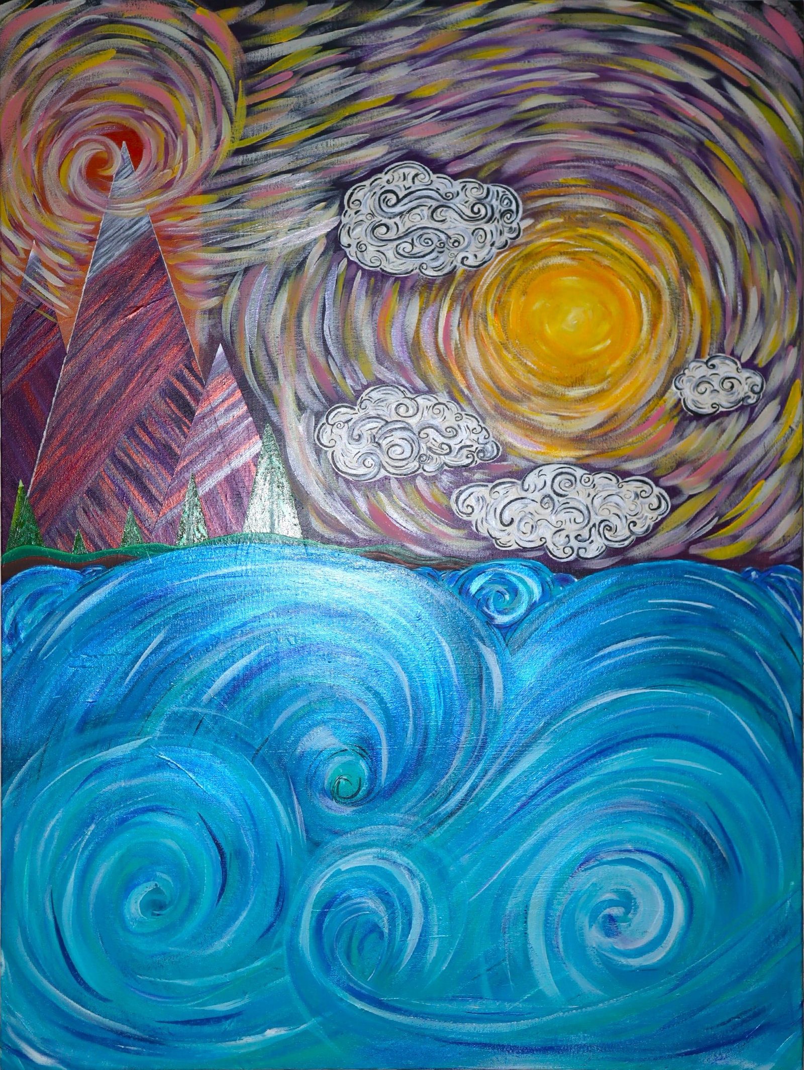 Jenny Quest, Nature Swirls, Original Acrylic Canvas Painting, 2020 (1 of 3)
