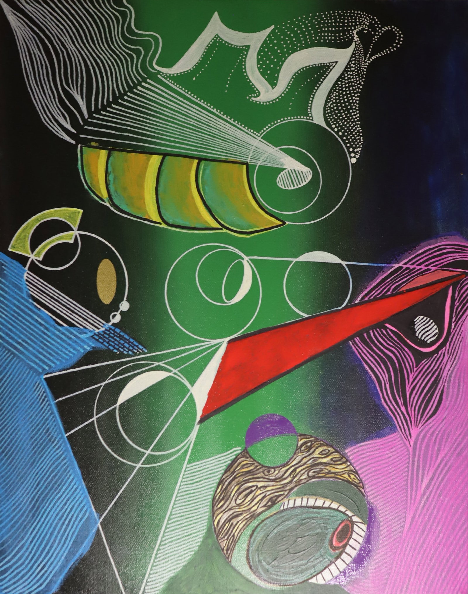 Maximus Crafted, Abstracted Geometry, Acrylic Canvas Painting, 2020 (1 of 2)