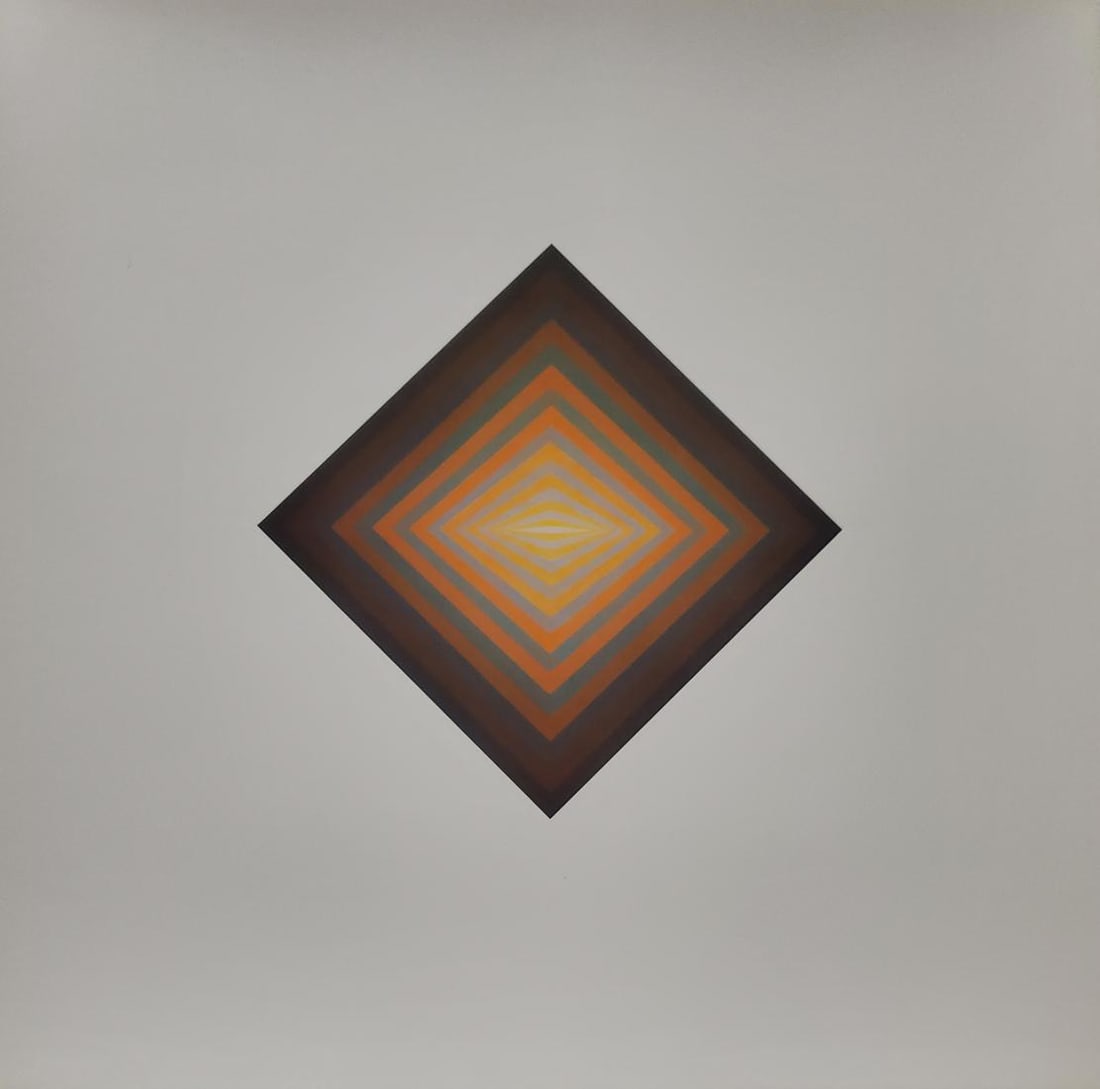 Victor Vaserely, Rhombus-C, 1968: Description: Title: RHOMBUS-C Type: Monograph on paper Not Signed or numbered, as published Published by Editions Du Griffon Neuchatel in 1971, and printed in Switzerland. Size 10.5 x 10.5" Framed App