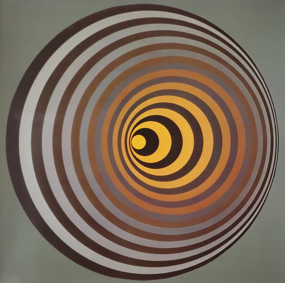 Victor Vaserely, Oervegn-Ii, 1968: Description: Title: OERVEGN-II Type: Monograph on paper Not Signed or numbered, as published Published by Editions Du Griffon Neuchatel in 1971, and printed in Switzerland. Size 10.5 x 10.5" Framed Ap