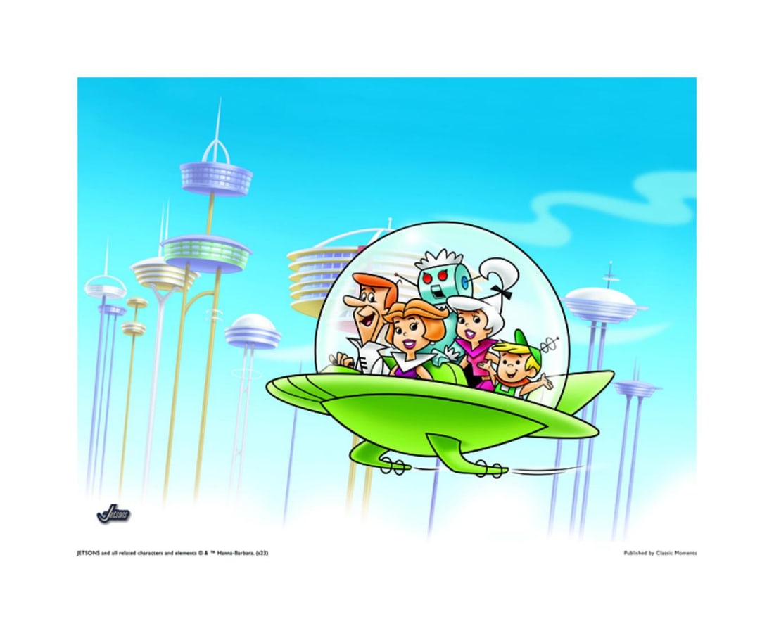Warner Bros, Hanna-Barbera, The Jetson'S, 'Orbitcity': Title: Subject: Hanna-Barbera Animation Publisher: Classic Moments Type: Animation Giclee Paper: MT600 Year Produced: Circa 2000-2010 Size: 16" x 20" Condition: Excellent Licensed by Warner Bros. Incl