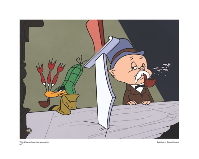 Warner Bros, Looney Tunes, Daffy Duck & Porky Pig, "Deduce, You Say!": Title: Deduce, You Say! Subject: Looney Tunes Publisher: Classic Moments Type: Animation Giclee Paper: MT600 Year Produced: Circa 2000-2010 Size: 16" x 20" Condition: Excellent Licensed by Warner Bros