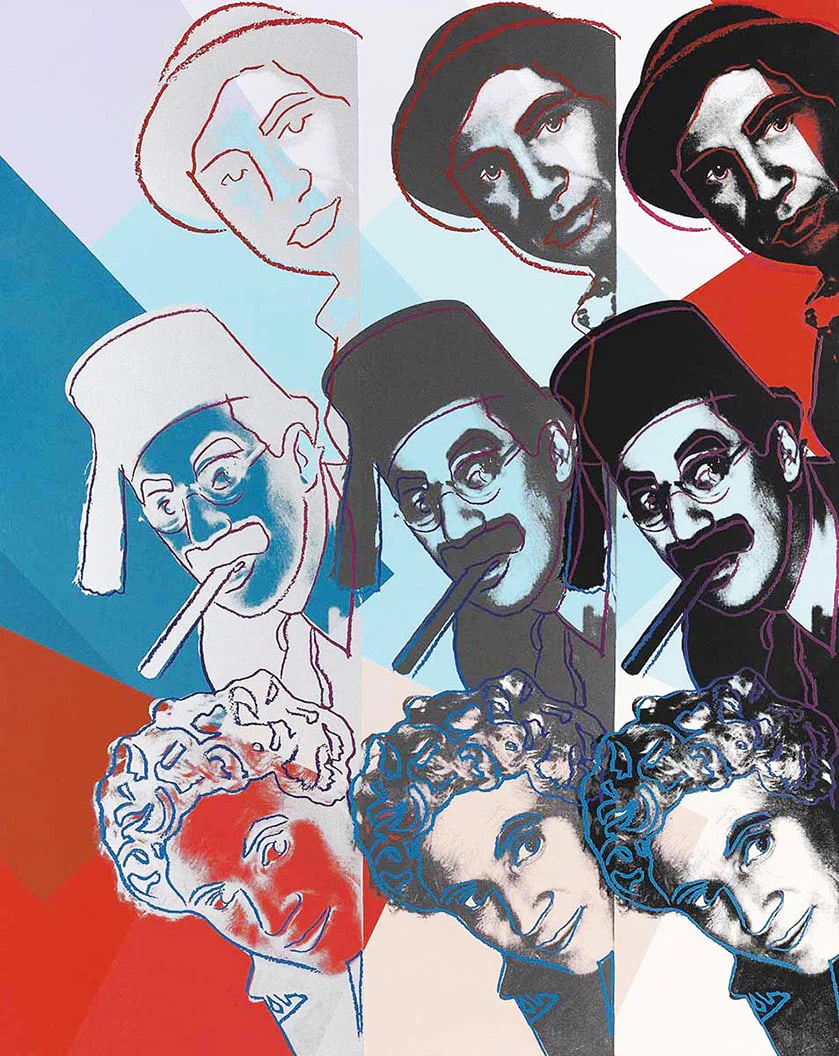 Warhol Andy, (After) FS.II 232 The Marx Brothers, from Ten Portraits of Jews of Twentieth Century,: Warhol, Andy FS.II 232 The Marx Brothers, from Ten Portraits of Jews of Twentieth Century, 1980 Silkscreen, not signed and numbered, Paper size 32 x 40 inches (101,6 x 81.2 cm) Images size 32 x 40 inc