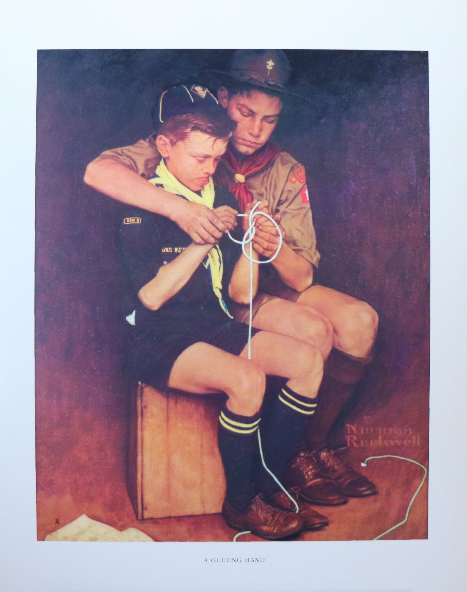 Norman Rockwell, 'A Guiding Hand', Offset Lithograph, 1969: Artist: Norman Rockwell (American, 1894-1978) Title: Surface: Gloss Paper Type: Offset Lithograph Year: 1969 Size: 14"x11" inches (35.6 x 27.9 cm) (sheet, each)Origin: USA Signed: No Artist Bio: First
