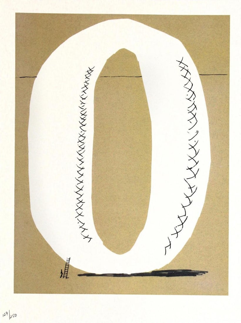 David Hockney - Letter O - Framed Lithograph: Artist: David Hockney. Title: Letter O from "Hockney's Alphabet" Year: 1991. Dimensions: 12 5/8 in. by 9 5/8in. Frame size approx: 18 x 15 Inches. Publisher: Faber and Faber Limited London Suite: Hock