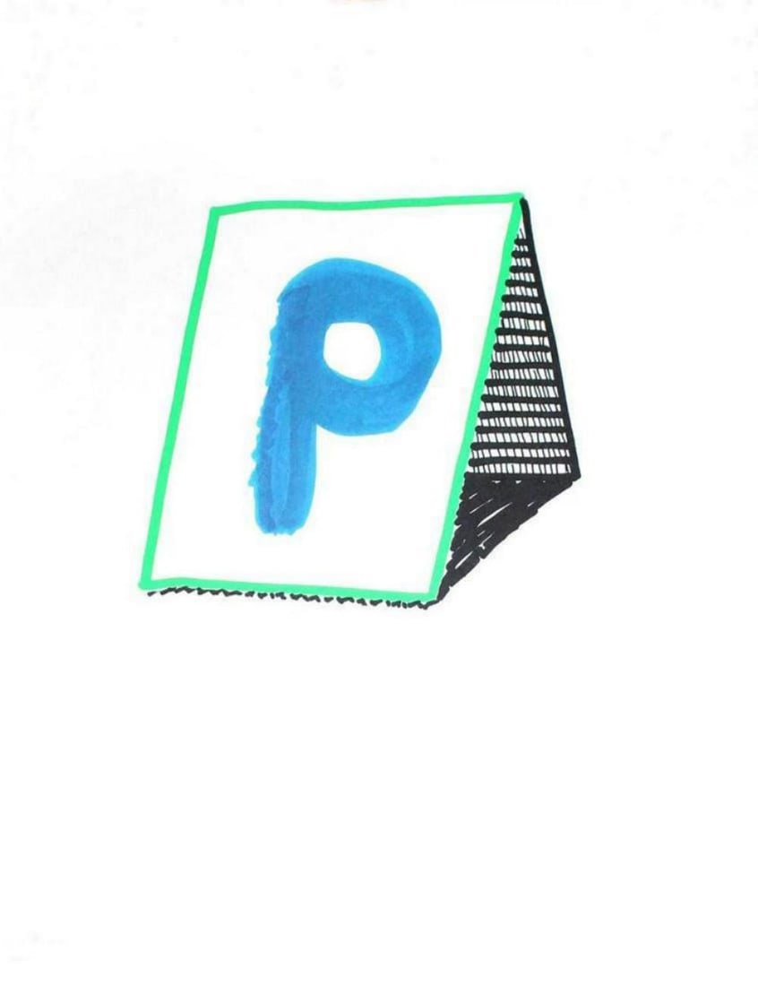 David Hockney - Letter P - Framed Lithograph: Artist: David Hockney. Title: Letter P from "Hockney's Alphabet" Year: 1991. Dimensions: 12 5/8in. by 9 5/8in. Frame size approx: 20x17 Inches. Publisher: Faber and Faber Limited London. Suite: Hockne