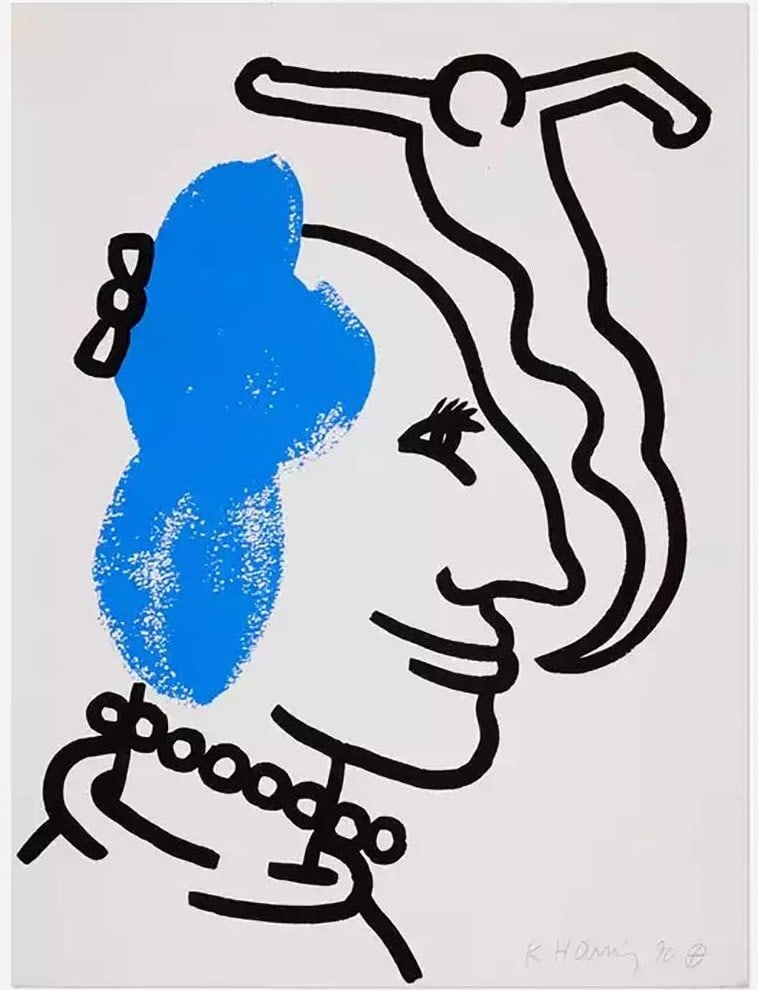 Keith Haring 'The Story Of Red And Blue - 1990, L. Pp. 128-13, Signed & Numbered, 1989-1990: Artist: Keith Haring Title: Plate 6 from Story of Red and Blue (L. pp. 128-133) Medium: Screen print in colors on wove paper Sheet Size: 22 x 16.5 inches Frame Size: approx 28.5 x 22.5 inches Year: 19