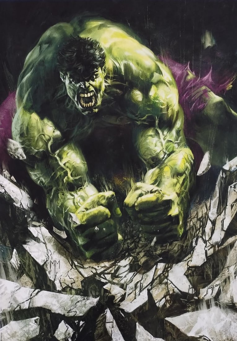 Marco Mastrazzo, The Incredible Hulk, Marvel Comics Fine Art Print: Artist: Marco Mastrazzo Title: The Incredible Hulk Fine Art Print Edition: Out of 300 Type: Print Year: 2021 Size: 24" x 18" Country of Origin: USA Condition: Mint Subject: Hulk strongest there is - j