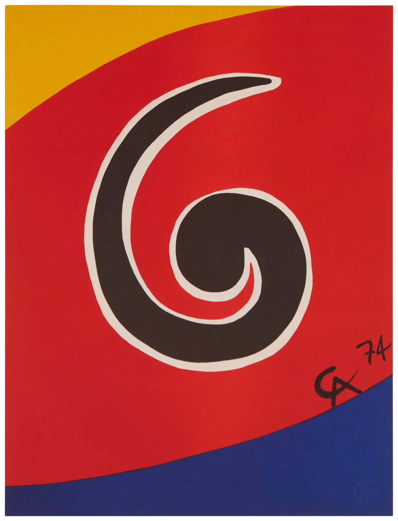 Alexander Calder, 'Skywirl' from Flying Colors Suite, 1974-1975: Artist: Alexander Calder (1898-1976) Title(s): Sky Swirl, Sky Bird, Convection, Beastie, Friendship, and Sunburst (from the Braniff International Airways Flying Colors Collection) Year: 1974 Medium: L