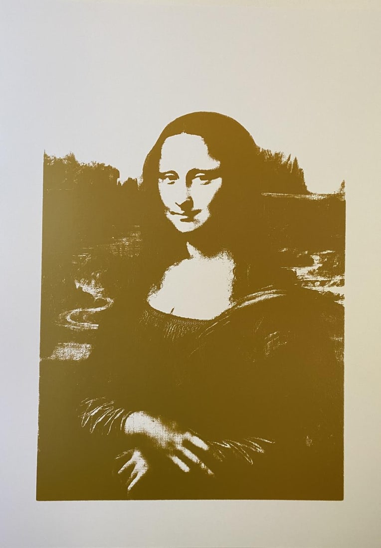 Andy Warhol Da Vinci's Mona Lisa Gold On White Sunday B Morning Gold: Original Limited Edition Silkscreen on Premium Vellum Edition Size: 2500 Paper Size: 25 x 35 Unsigned. Published by Sunday B. Morning. Excellent Condition; never framed or matted. Publishers Certifica