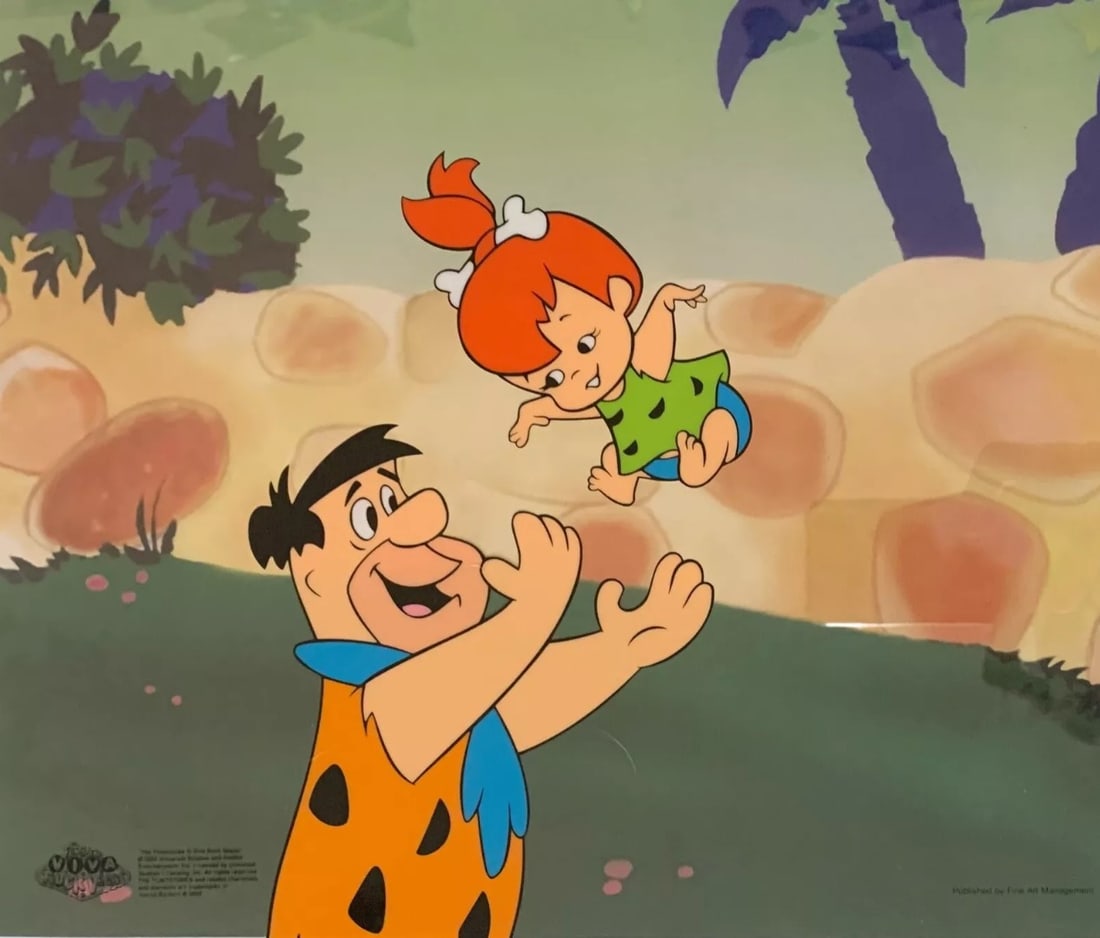 Hanna-Barbera, 'Flintstones - Fred Tossing Pebbles', Limited Edition Animation Cel (1 of 1)