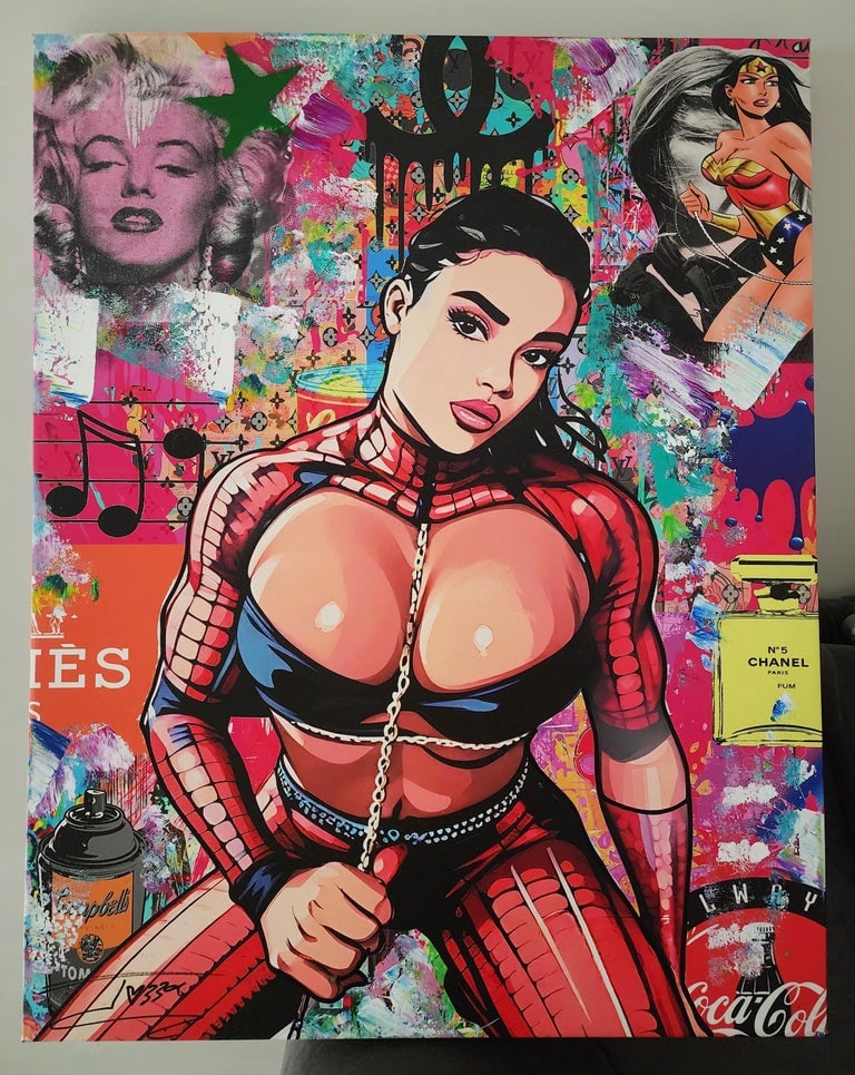 Jozza, 'Siri - Among Legends', Original Pop Art Canvas Painting, 2024, 30"x24": Artist: Jozza Title: "Siri - Among Legends" Year: 2024 Media: Original acrylic on canvas Size: 30x24 Inches Hand signed on the recto and signed "Jozza", Titled, Dated, and ID numbered on the verso, Al