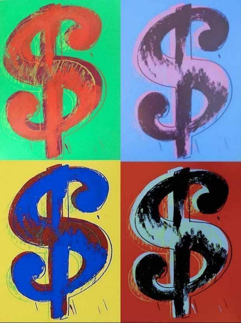 Andy Warhol, 'Dollar Sign' 4 Piece Portfolio, Serigraph, Sunday B. Morning: Four Piece Portfolio - Limited Edition Print Artist: Andy Warhol Title: Andy Warhol Dollar Sign Size: 17 3/4 x 19.5 inches each Verso: Fill in your own signature and, published by Sunday B. Morning st