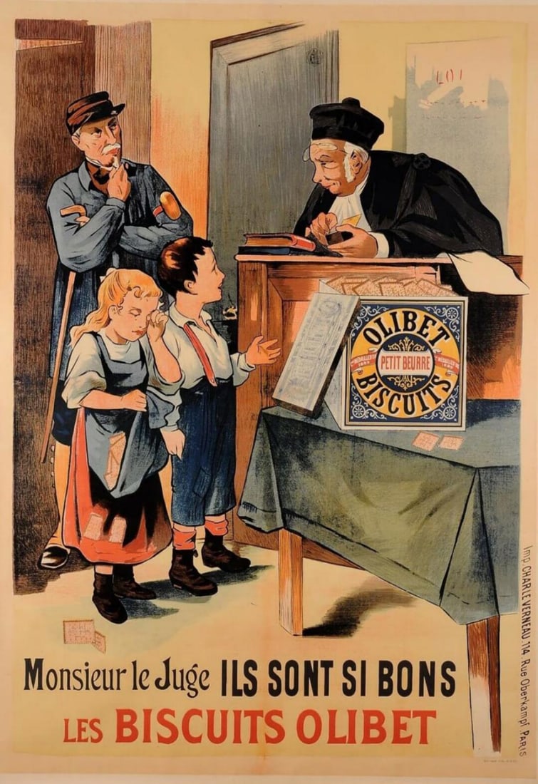 Original 2nd Edition Vintage Poster - 'Biscuits Olibet' 1890'S: ORIGINAL LITHOGRAPH ON PAPER Brand: RIVE GAUCHE LITHO , INC. Title: Biscuits Olibet Type of Advertising: CIGARETTES PAPER SIZE: 61" X 48" First edition: 1890's Date of Creation: 1990-1998 Country of M