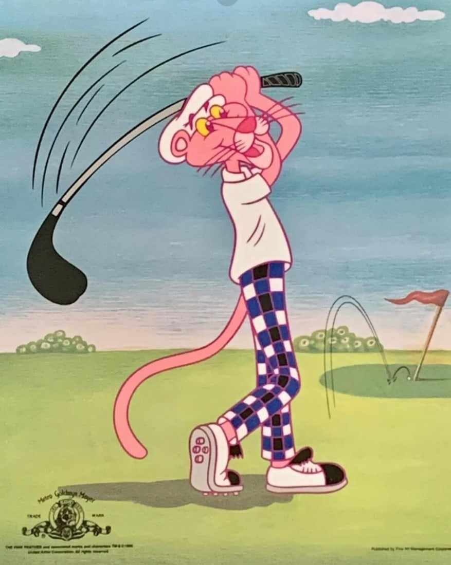 Mgm, Pink Panther Playing Golf, Limited Edition Animation Cel