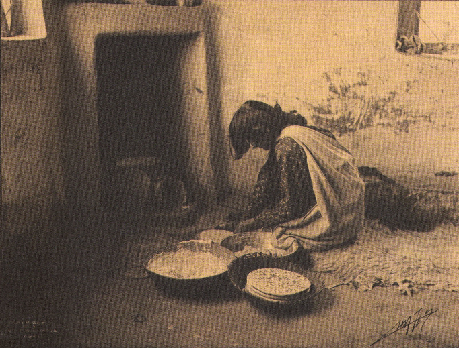 Edward S. Curtis, PLATE 23 Sun Breadmaker, CA, 1903: Photographer: Edward S. Curtis (American, 1868 - 1952) - renowned photographer of the American West and the Native American Indian. Title: FIG. 45 Curtis Studio, (Edward S. Curtis and His Daughter Bet
