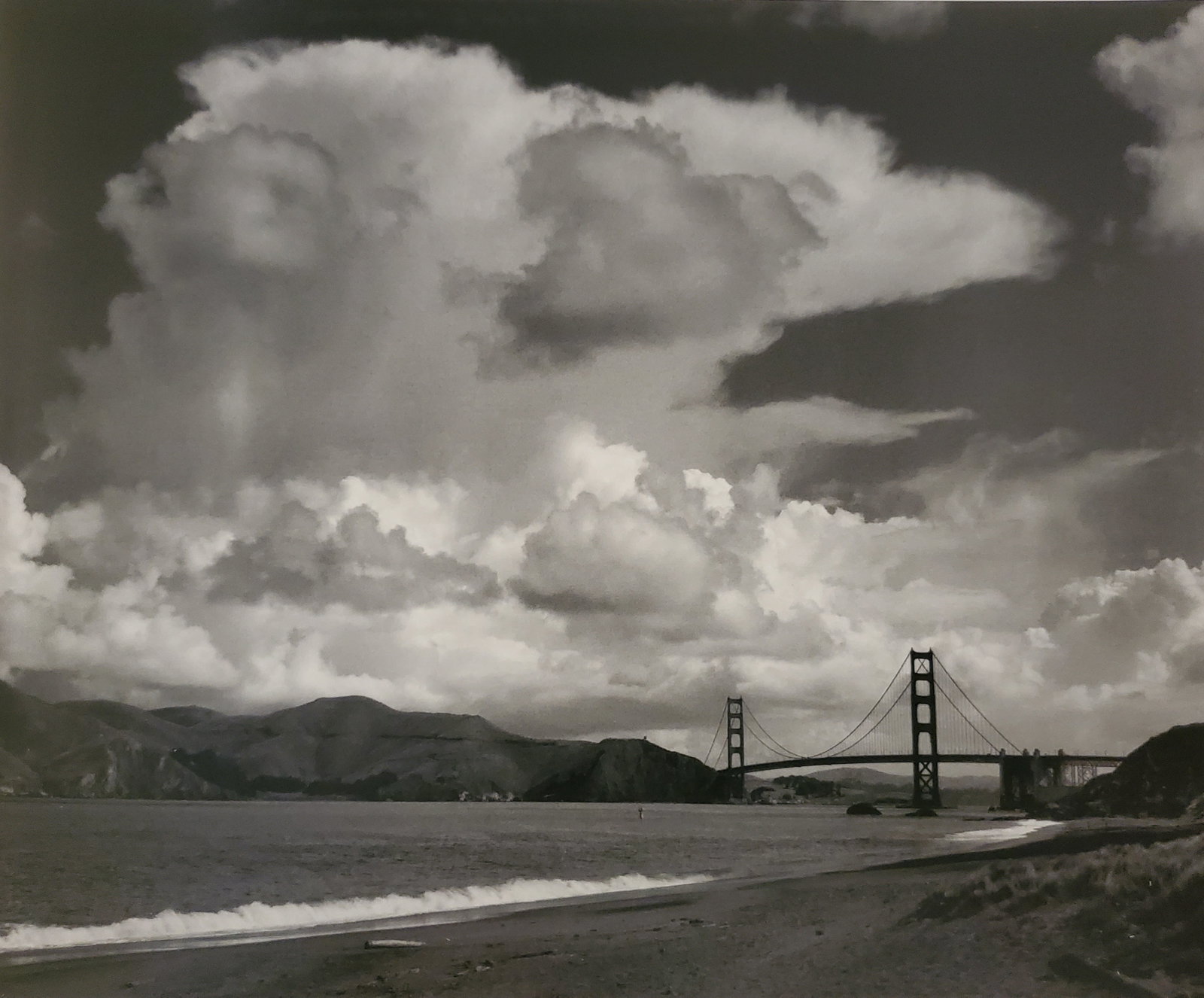 Ansel Adams, The Golden Gate and Bridge from Baker Beach, San Francisco, California, C.1953: Photographer: Ansel Adams (American, 1902 - 1984) - Internationally renowned American photographer. One of the most influential artists in photographic history. Title: "The Golden Gate and Bridge from