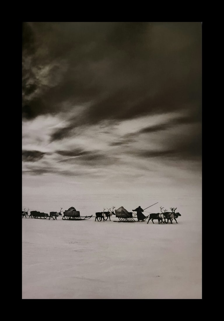 Sebastian Salgado, Caravan of sledges, Yamal Peninsula, Siberia, Russia, 2011: Photographer: Sebastiao Ribeiro Salgado Junior is a Brazilian social documentary photographer and photojournalist. He has traveled to over 120 countries for his photographic projects. Most of these ha