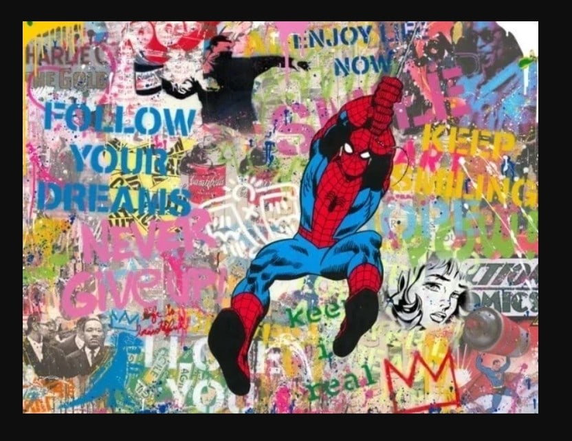 Mr. Brainwash, 'Spiderman', Hand-Signed Original Mixed Media, 2022 (1 of 1)