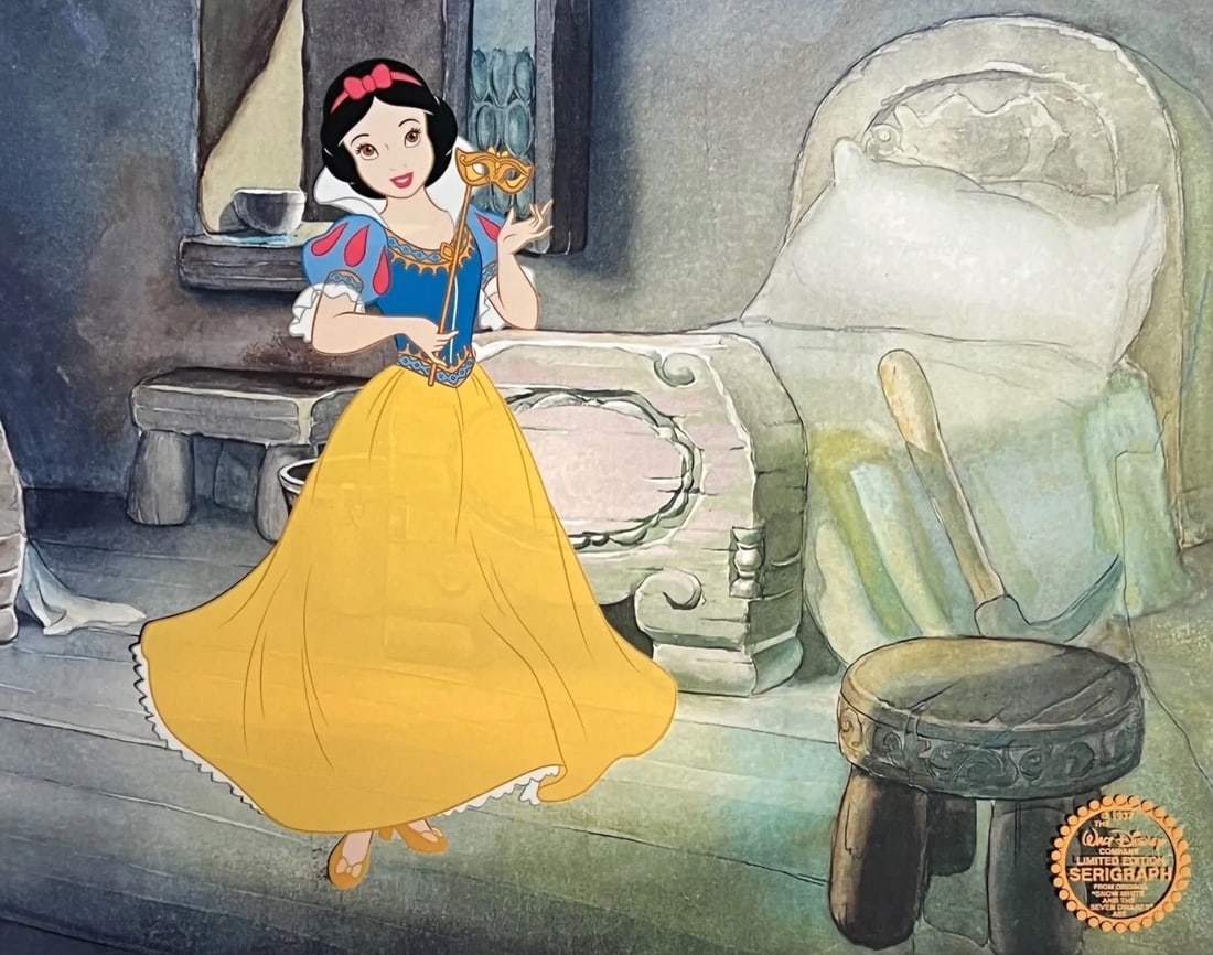 Disney, 'Snow White', Limited Edition Animation Cel: Disney Limited Edition Serigraph Cel of Snow White . Disney?s own artists have selected this scene from the original animation drawings used to produce this classic Disney film. Known as a "sericel", 