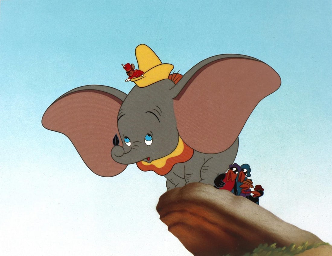 Disney, Dumbo & the Crows, Offset Lithograph: Artist: Disney Title: Dumbo & The Crows Type: Lithograph Year: 1989 Hand-Signed: Yes Size: 14"x12" inches Framed: No