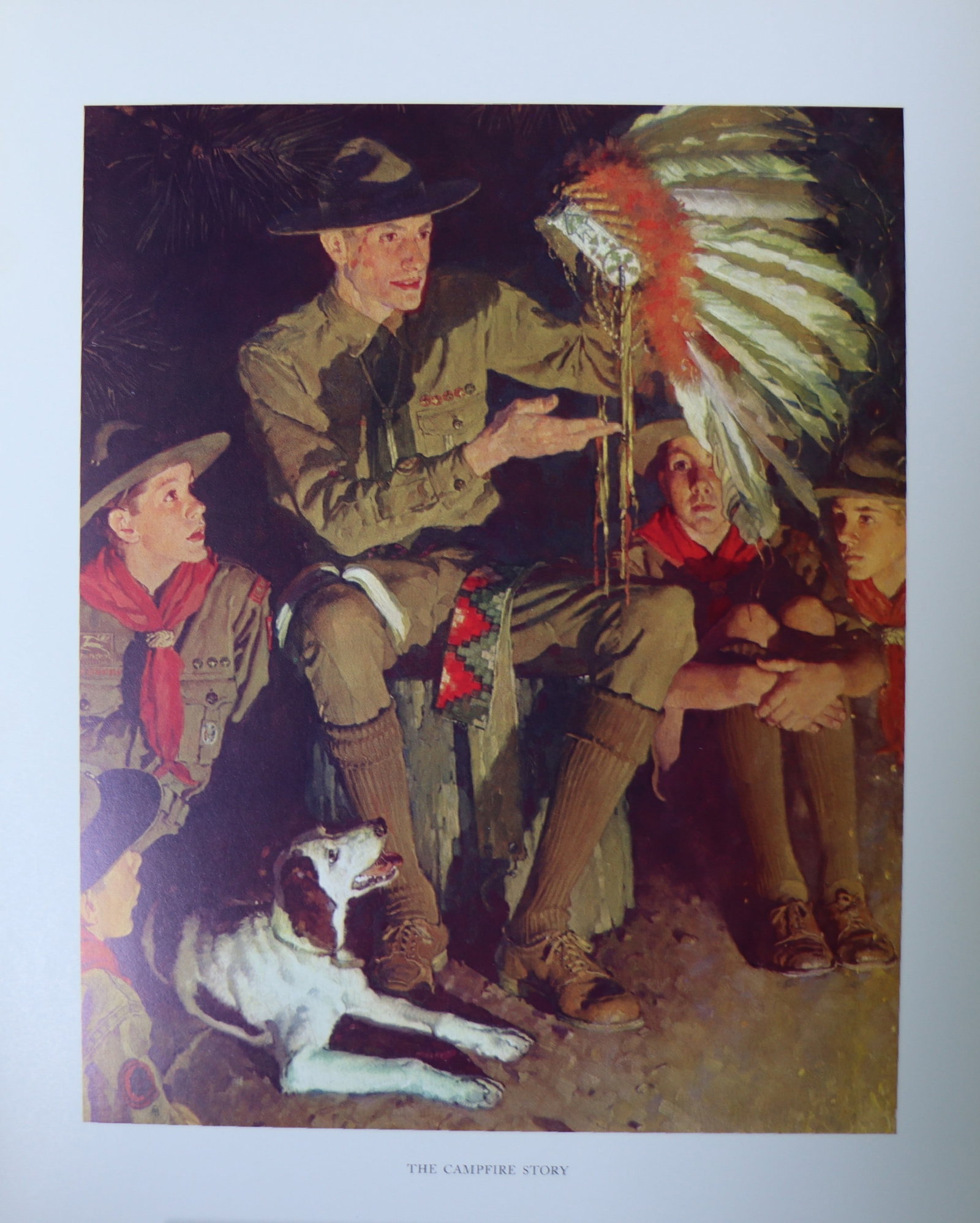 Norman Rockwell, 'The Campfire Story', Offset Lithograph, 1969: Artist: Norman Rockwell (American, 1894-1978) Title: Surface: Gloss Paper Type: Offset Lithograph Year: 1969 Size: 14"x11" inches (35.6 x 27.9 cm) (sheet, each)Origin: USA Signed: No Artist Bio: First