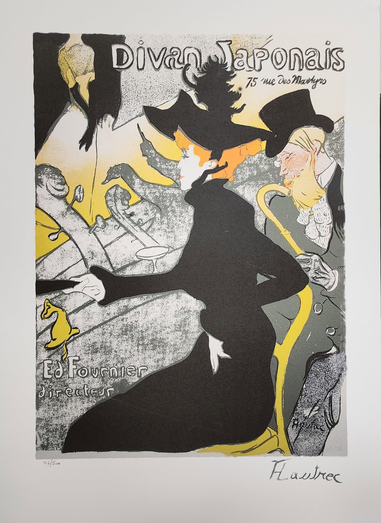 Henri De Toulouse Lautrec, 'Divan Japonais': Artist: Henri de Toulouse-Lautrec (1864 - 1901) Title: Divan Japonais Type: Lithograph Plate Signed Edition: Out of 500 Size: approximately 32" x 24" French artist who observed and documented with gre
