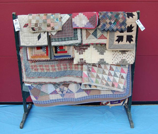 Collection Of Pieced Quilts Includes Quilts; Place: Collection Of Pieced Quilts Includes Quilts; Placemats; Table Runners; Wall Hanging; Etc. With Rack