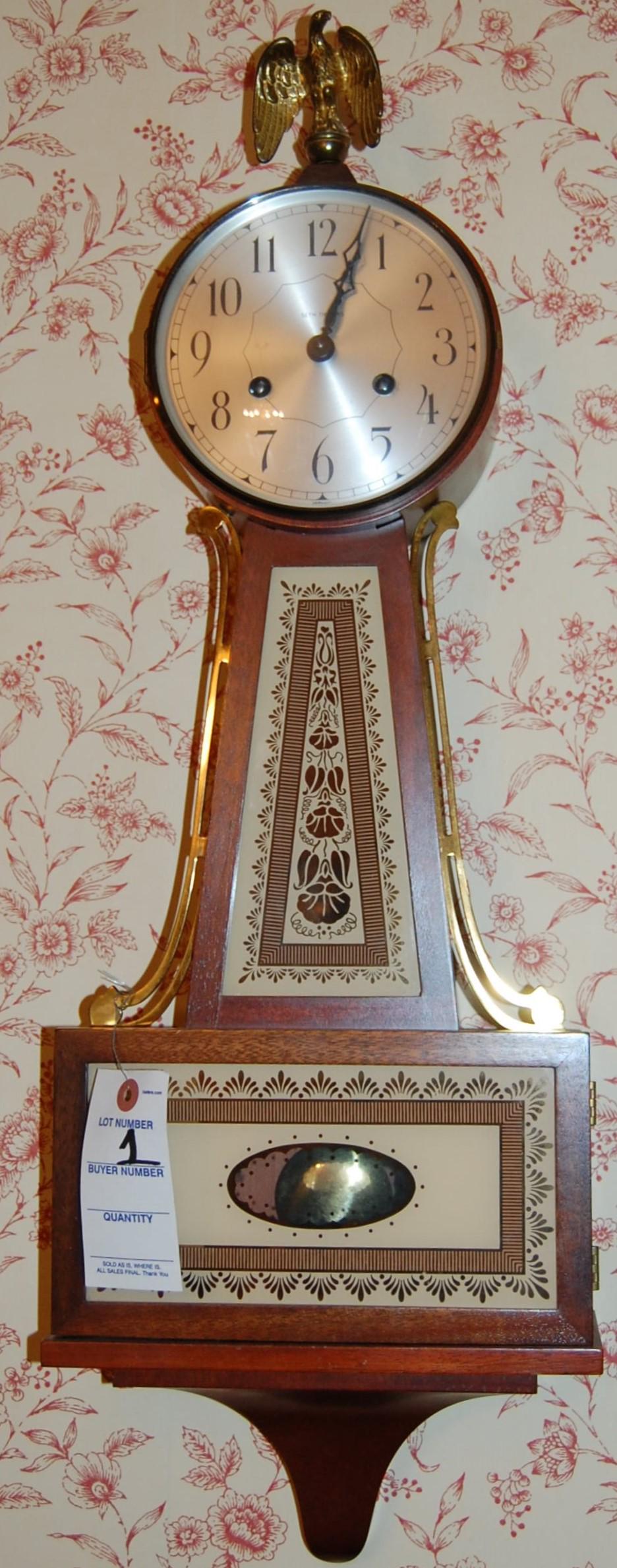 Seth Thomas Banjo Clock.: Seth Thomas Banjo Clock. American-made. 29"t x 10"w. Clock face is 5" diameter. Unknown if it runs.