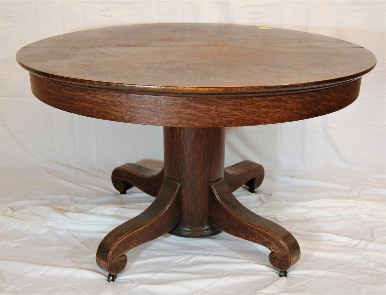 Antique Tiger Oak Dining Table Chairs