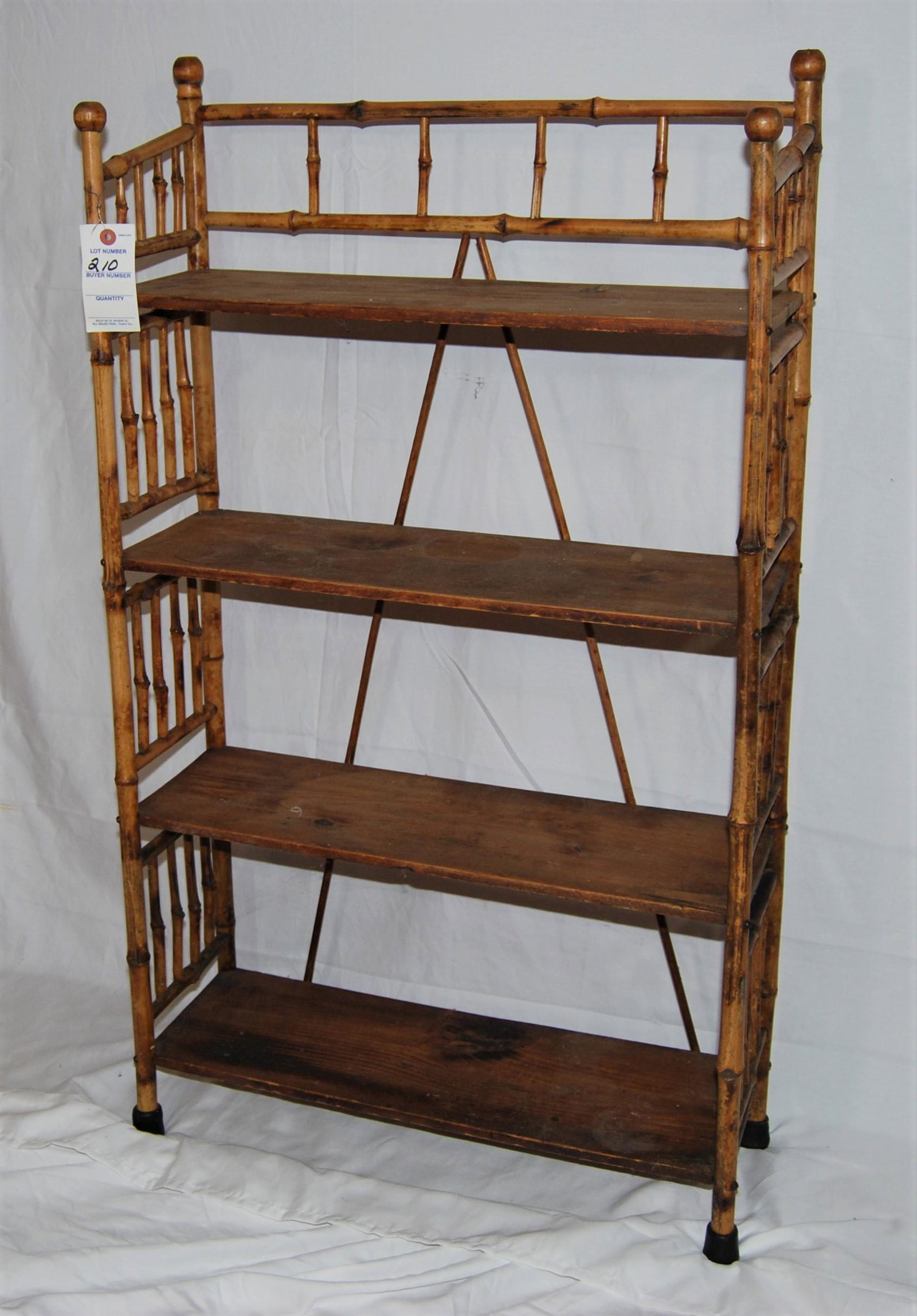 Vintage Bamboo & Pine Bookcase - 4 levels: Vintage Bamboo and Pine Bookcase, 4 levels. 41"h x 9"d x 24"w.