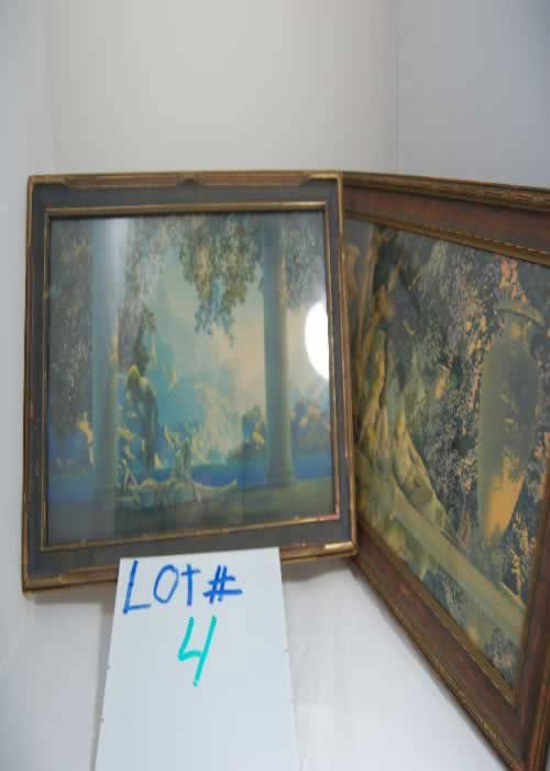 Pair Maxfield Parrish prints: Pair Maxfield Parrish prints, (1) titled - Daybreak, (2) titled - Garden of Allah