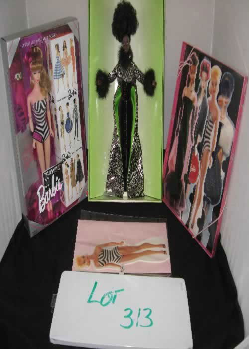 35th Anniversary Barbie Dolls: 35th anniversary Barbie (New in box) , Barbie Runway collection doll by Designer Byron Lars (New in box) ,(5) Glamour Dream collection greeting cards (4 (New in box) )
