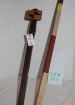 Vintage Field Surveying Rod & Range Poll-1800s: Vintage field surveying tools. lot of (2). (1) Vintage Stadia Rod. C. mid 1800s. Telescopes to approx. 10'. rod is mahogany, with brass fitting, built in rule and topped with painted surveyors rectang