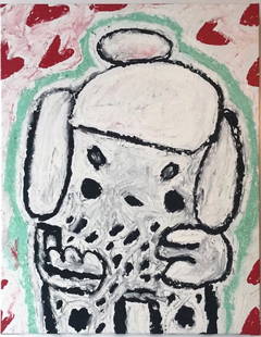 Adam Handler "Little Heart Girl" Oil stick on canvas Signed Unique: Adam Handler "Little Heart Girl" Oil stick on canvas Artist signed, titled, and dated 2021 on the reverse Unique 61 x 50.8 cm (24 x 20 in) 2021 Provenance: Madelyn Jordon Fine Art