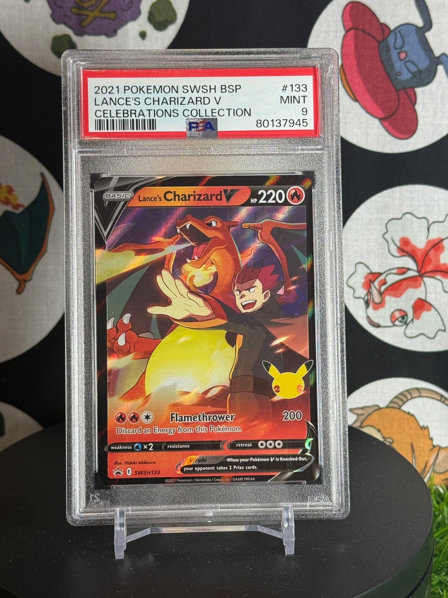 PSA 9 POKEMON SWSH LANCE'S CVHARIZARD V CELEBRATIONS HOLO (1 of 2)