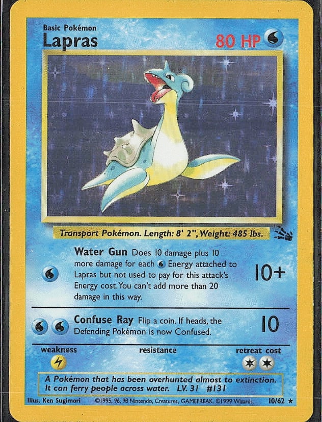Holo Rare Fossil #10/62 Lapras (10): Please review all photos before bidding. If you would like any additional information or additional photos please feel free to send me a text and I will do my best to respond within 24 hours. Best of