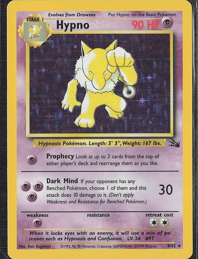 Holo Rare Fossil #08/62 Hypno (8): Please review all photos before bidding. If you would like any additional information or additional photos please feel free to send me a text and I will do my best to respond within 24 hours. Best of