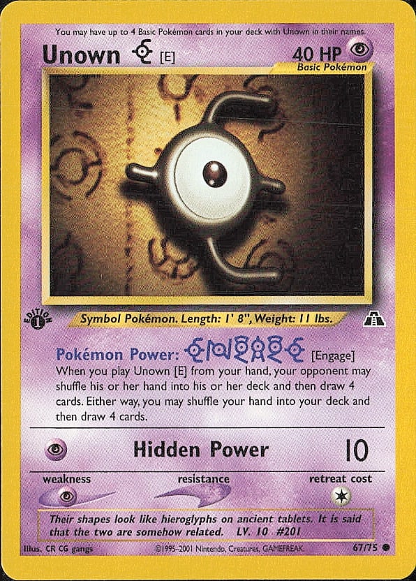 1st edition Neo Discovery #67/75 Unown [E] (1 of 2)