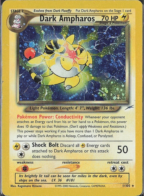 Holo Rare Neo Destiny Dark Ampharos (1 of 2)