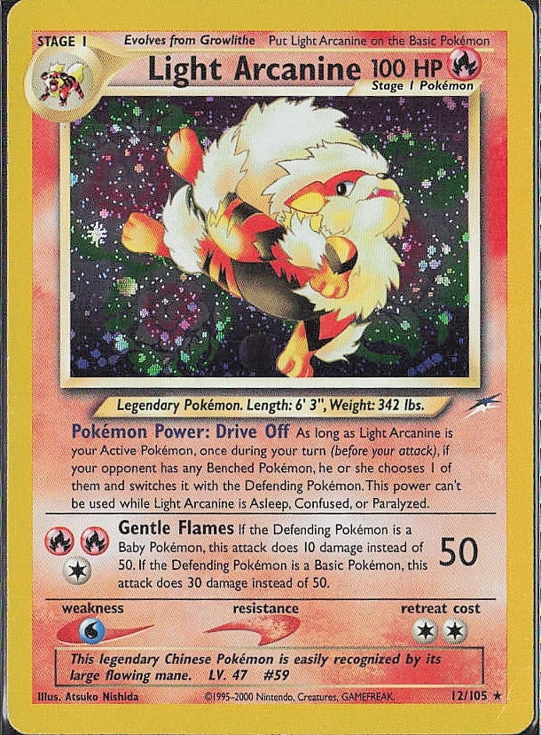 Holo Rare Neo Destiny Light Arcanine (1 of 2)