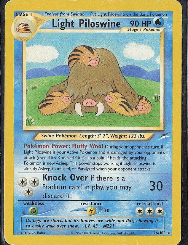 Rare Neo Destiny Light Piloswine (1 of 2)