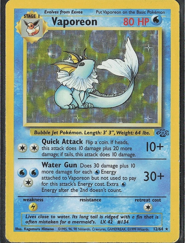 Holo Rare Jungle Vaporeon (12) (1 of 2)