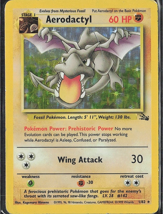 Holo Rare Fossil Aerodactyl (1): Please review all photos before bidding. If you would like any additional information or additional photos please feel free to send me a text and I will do my best to respond within 24 hours. Best of