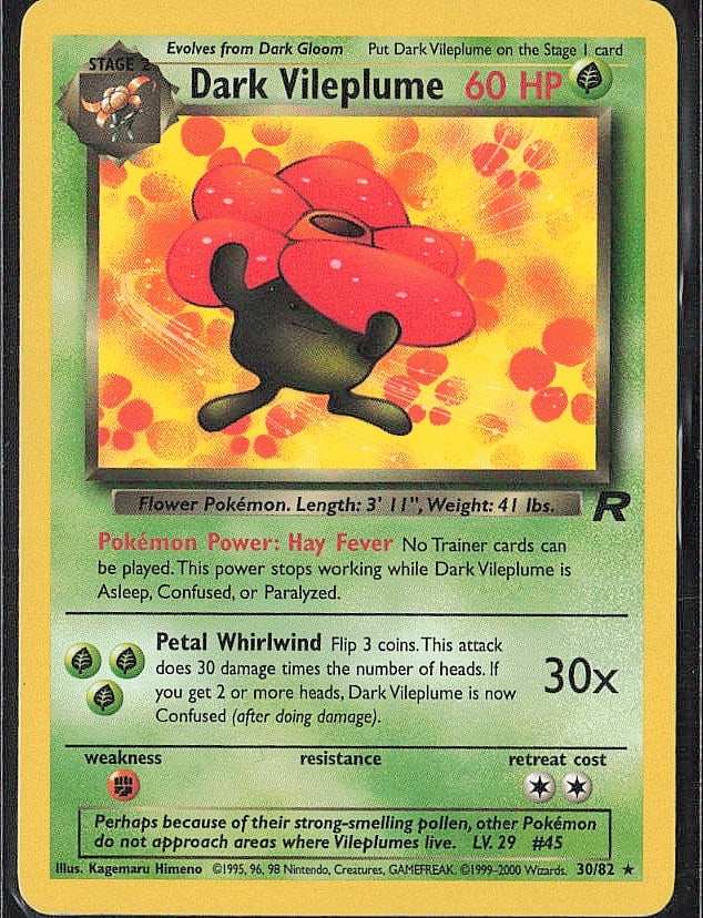 Rare Team Rocket Dark Vileplume (30) (1 of 2)